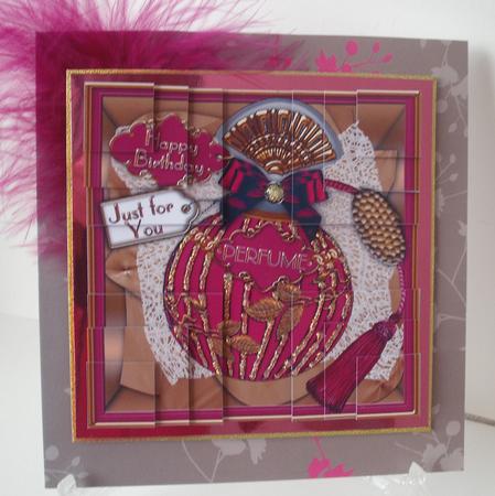 Pink Sapphire Birthday Perfume 5in Quad Corner Stacker by Michelle Sharpe