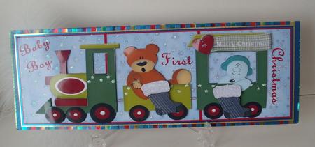 Large Dl Card Baby Boy First Christmas by Michelle Sharpe