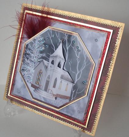 Church in the Moonlight Card with Topper and Decoupage by Michelle Sharpe