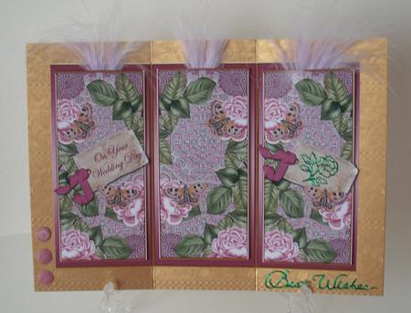 Pink Rose Wedding Day Quick Tri-fold Card by Michelle Sharpe
