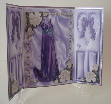 Beautiful Purple Satin Gown & Shoes in Pearl Frame, Gatefold by Michelle Sharpe