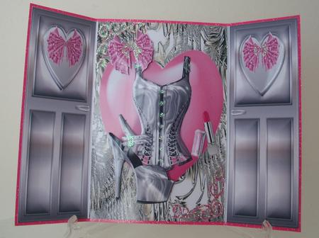 Silver Basque & Shoe, on Pink Heart, Gatefold by Michelle Sharpe