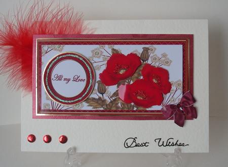 Red Poppies All My Love Dl Decoupage Topper by Michelle Sharpe