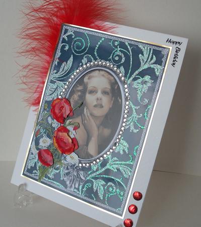 Poppies and Daisies on Teal with Diamonds Double Frames by Michelle Sharpe