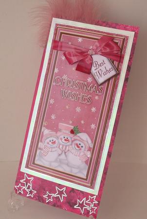 Pink Snowman Trio Christmas Wishes Dl Topdown Topper by Michelle Sharpe