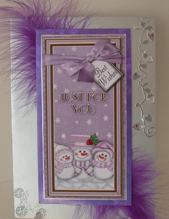 Lilac Snowman Trio Just for You Dl Topdown Topper by Michelle Sharpe