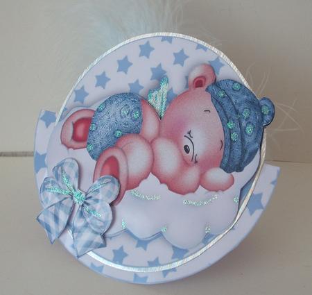 Cute Little Angel Bear on a Cloud Rocker Card by Michelle Sharpe