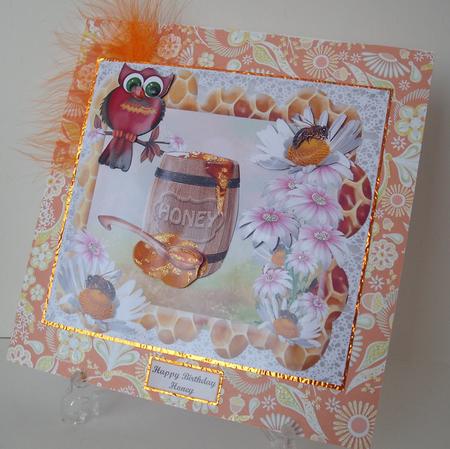Daisy Wild Flower Honey Owl Card Topper & Decoupage by Michelle Sharpe