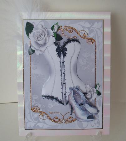 White/black Basque with Shoes and White Roses by Michelle Sharpe