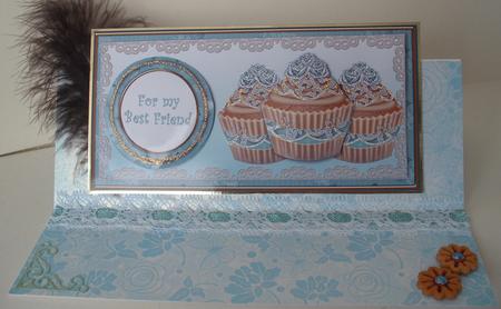 Teal Vintage Cupcake for My Best Friend Dl Topper by Michelle Sharpe