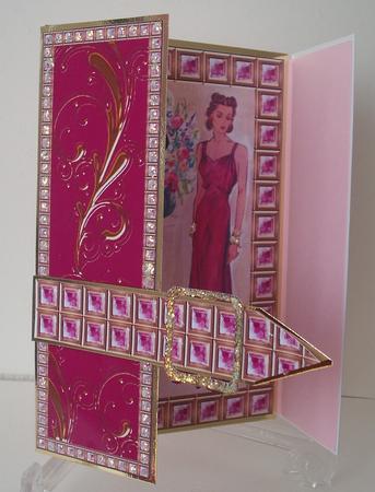 Elegant Ladies 4 Pink Bling Giant Square Buckle Gatefold Card by Michelle Sharpe