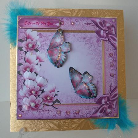 Beautiful Pink Magnolia's and Butterflys by Michelle Sharpe