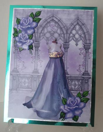 Beautiful Lilac Evening Gown with Purple Roses A4 by Michelle Sharpe