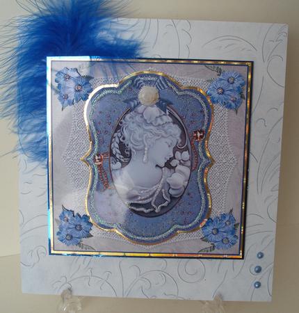Cameo Blue Card Topper & Decoupage by Michelle Sharpe