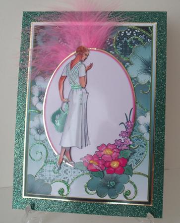 Purple and Green Floral 7x5in Card Base Edger by Michelle Sharpe