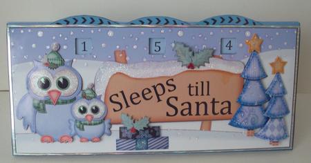 3D Xmas Owls Sleeps Till Santa Countdown Card by Michelle Sharpe
