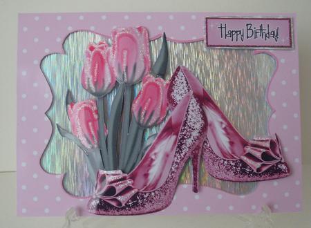 Pink Tulips with Pink Sparkle Shoes by Michelle Sharpe