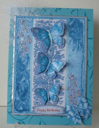 Stunning Butterflys in Blue on a Blue Lace Plaque by Michelle Sharpe