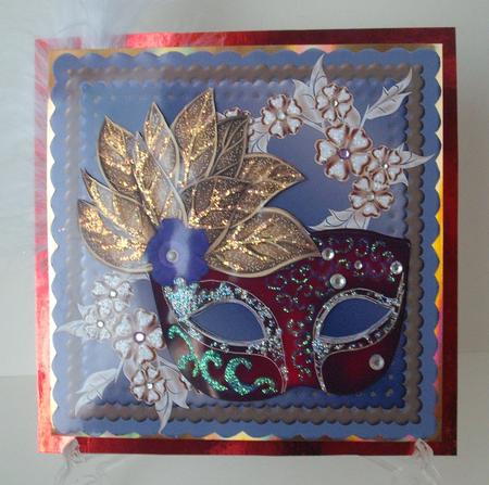 6 Inch Card - Venetian Mask - Gold Leaves by Michelle Sharpe