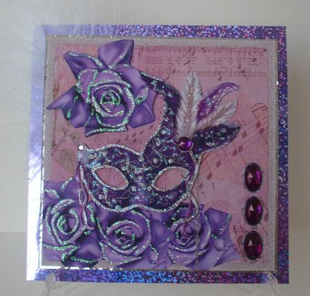 6 Inch Card - Venetian Mask - Lilac Roses by Michelle Sharpe