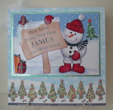Xmas Snowman James's Been Good A5 Quick Card 3D Decoupage by Michelle Sharpe