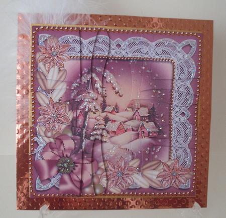Snowy Village Poinsettia 5in Cross Stacker by Michelle Sharpe