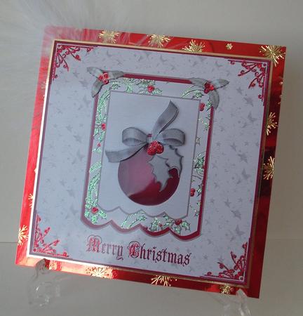Christmas Bauble and Holly Card by Michelle Sharpe