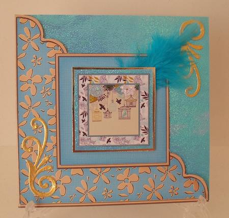 Gold Floral Cut and Fold Corner Card Plain Card Base by Michelle Sharpe
