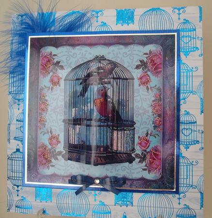 Chaffinches in a Vintage Cage by Michelle Sharpe