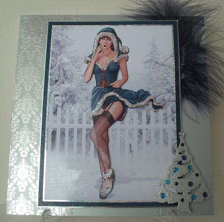 1950's Pin Up Girl Eva Grace Winter Wonderland (blue) A4 by Michelle Sharpe