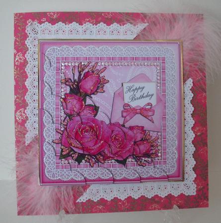 Birthday Roses Lace N Pearls Scallop Corner Side Stacker by Michelle Sharpe