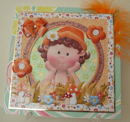 Little Girl with Orange Hat 8x8 by Michelle Sharpe