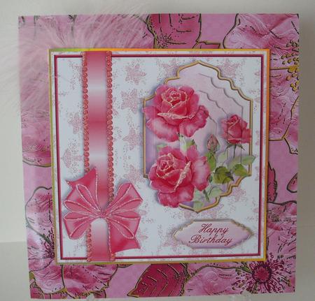 Pink Roses - 6 Inch Card Front with Stacker Elements by Michelle Sharpe