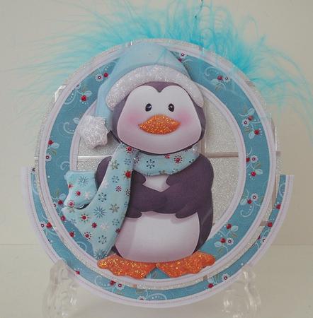 Christmas Penguin in Scarf Rocker Card by Michelle Sharpe