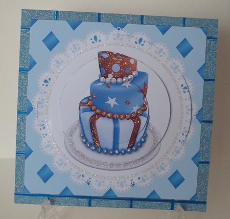 Blue Topsy Turvy Cake Circle Pyramid by Michelle Sharpe
