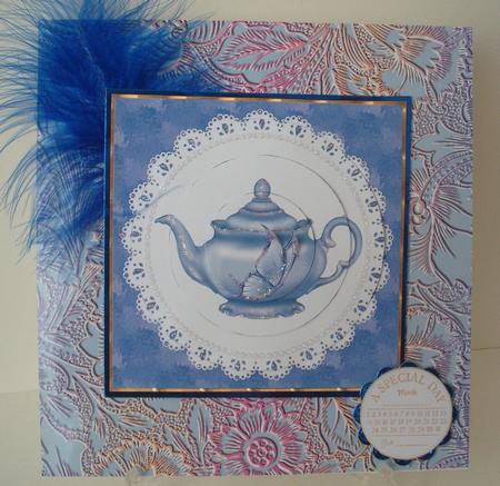 Blue Teapot and Butterfly Circle Pyramid by Michelle Sharpe