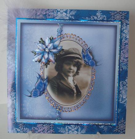 Christmas Insert -mum (blue Butterflies, Poinsettias) by Michelle Sharpe