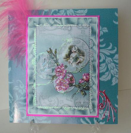 Beautiful Brocade Backing Paper in Aquamarine by Michelle Sharpe