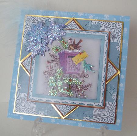 Teal Postbox Poinsettia Diamond Card Mini Kit by Michelle Sharpe