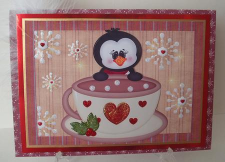 Cute Penguin in a Cup A4 by Michelle Sharpe