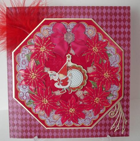 Red Poinsettia Gold Octagon 8in Picture Topper Sheet by Michelle Sharpe