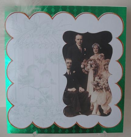 Mid Green Lovebirds Plain 8in Scallop Insert Panel by Michelle Sharpe