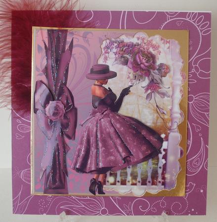Shaped Over the Edge Topper the Lady in Maroon by Michelle Sharpe
