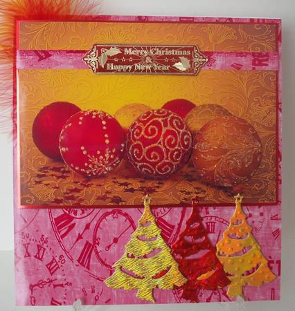 Christmas Baubles on Golden Background by Michelle Sharpe