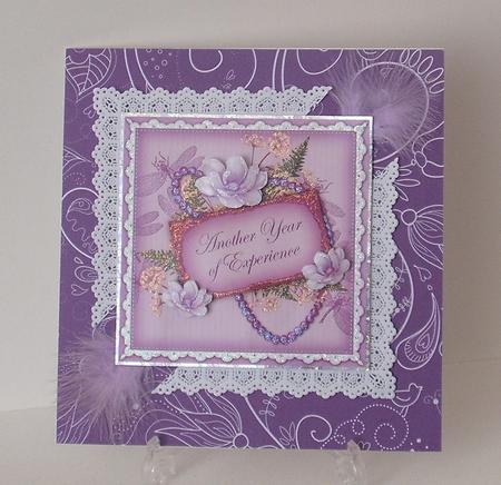 Lilac Magnolia Year of Experience 8in Decoupage Topper by Michelle Sharpe