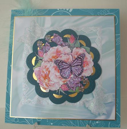 Teal Floral Lace Darks A4 Backing Paper by Michelle Sharpe