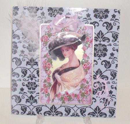 Edwardian Lady on a Rose Music Vintage Tag by Michelle Sharpe