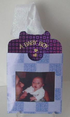 Giant Blue Check Window Pocket Tag for Cards & Scrapbooking by Michelle Sharpe