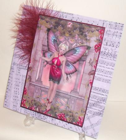 Pretty Butterfly Fairy Card Front with Decoupage by Michelle Sharpe