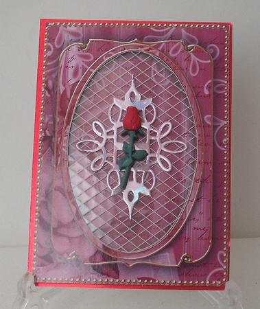 Red Painted Rose 7x5in Shaker Base and Frame by Michelle Sharpe